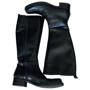 Black Leather Knee-High Boots